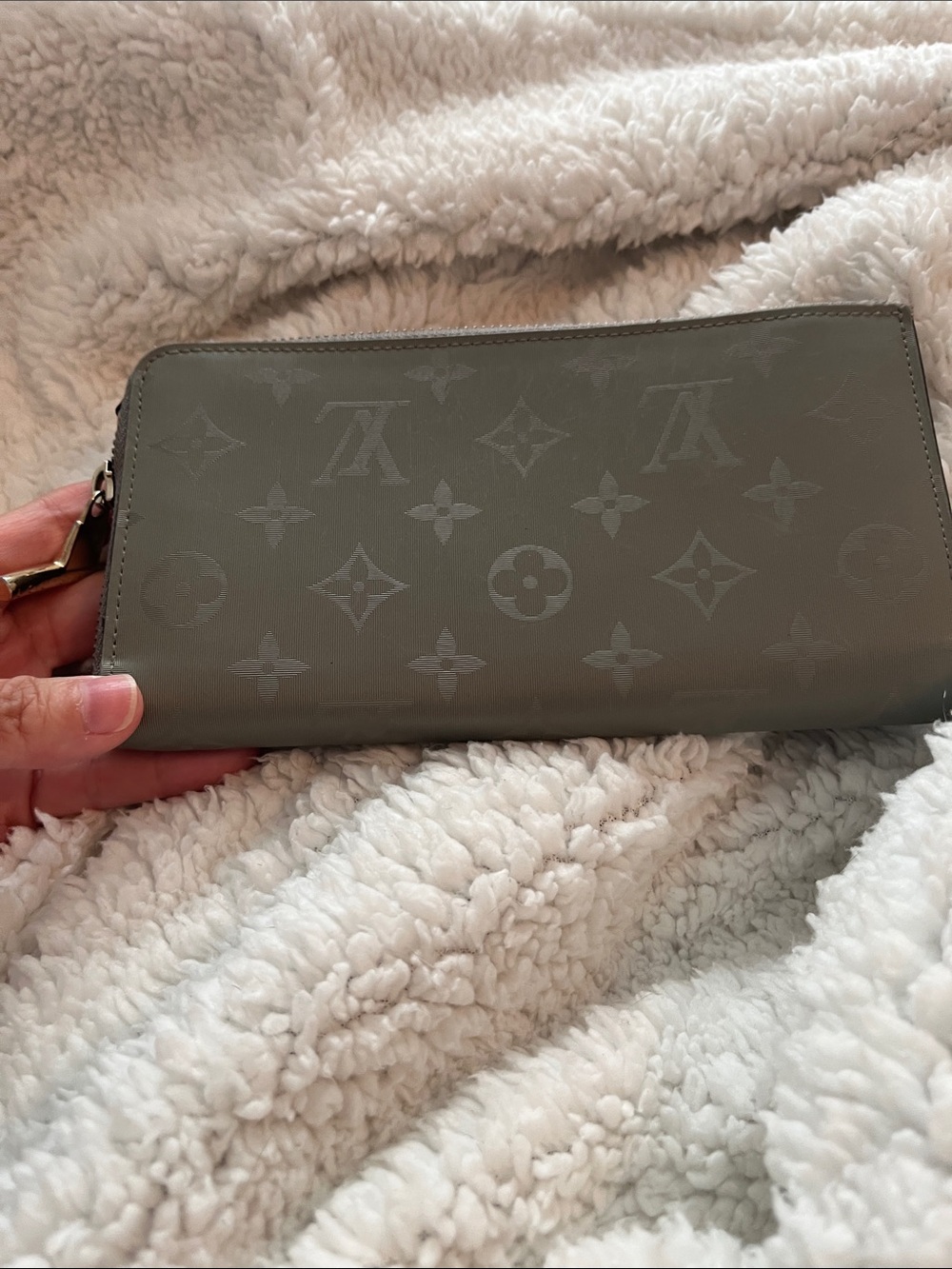 Louis Vuitton gray Monogram Zip Around Wallet